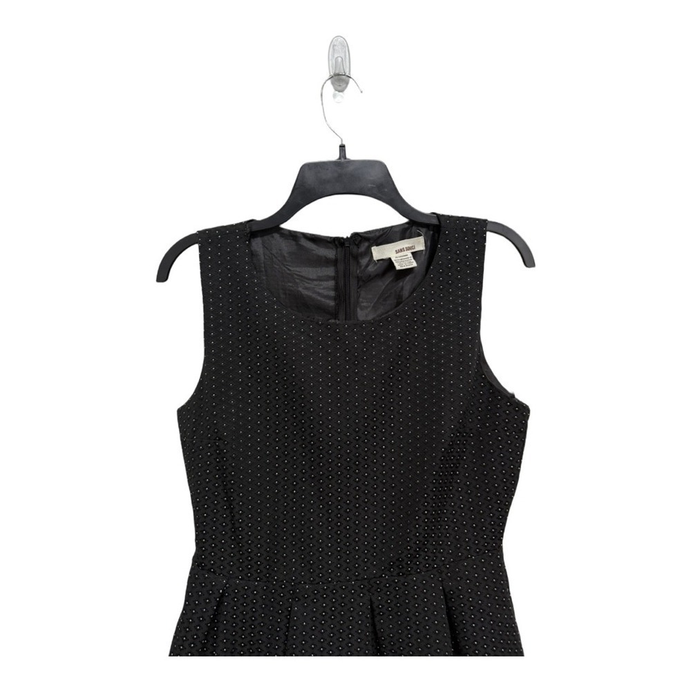 Sans Souci Fit & Flare Dress Womens Black Polka Dot Casual Sleeveless Size M - Picture 2 of 7